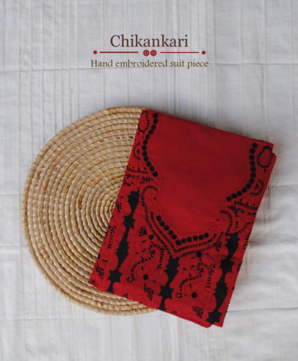 COTTON 3 PICE SUIT RED