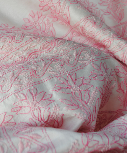 saree pink with border and pallu