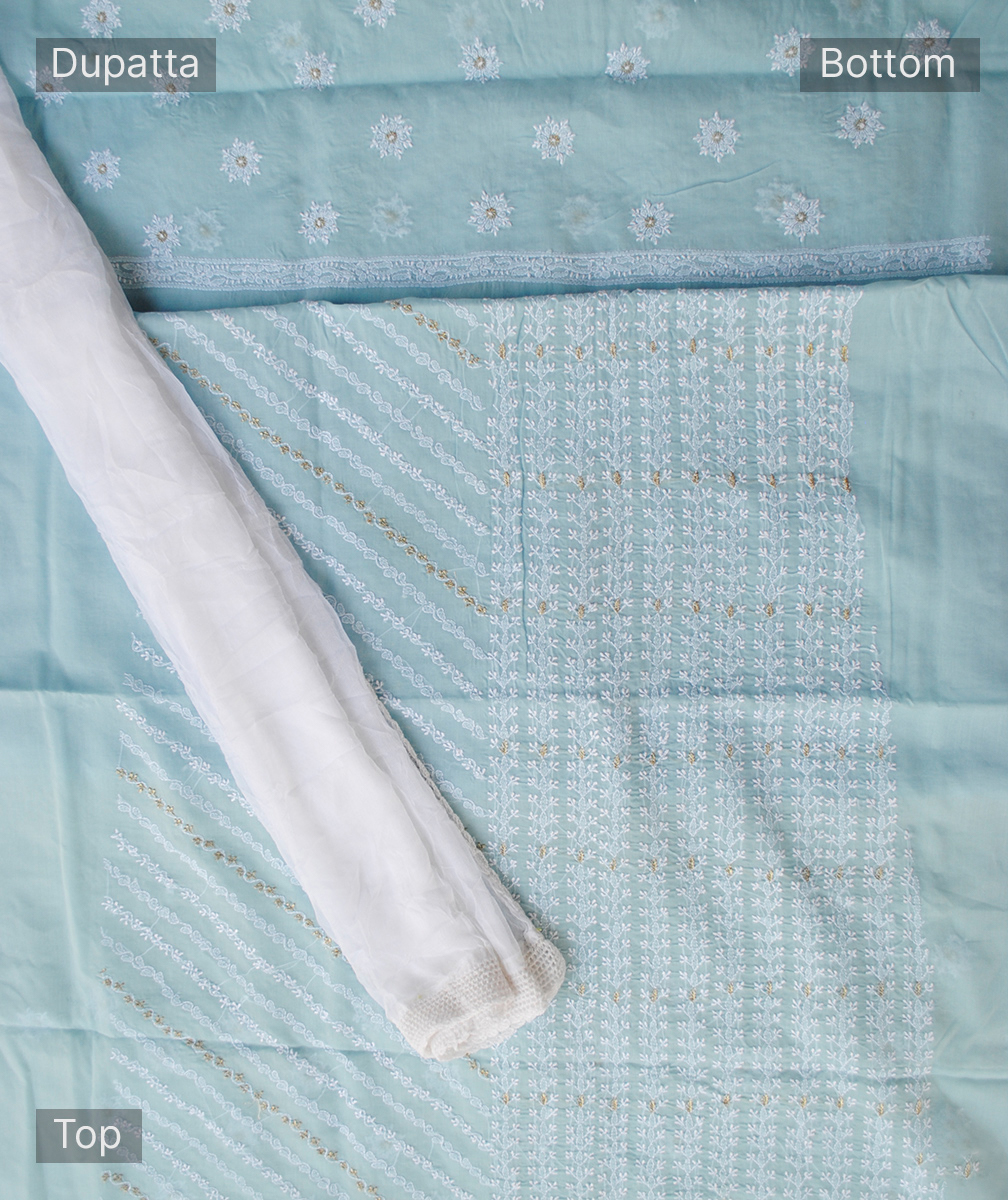 COTTON 3 PICE SUIT SKY BLUE COTTON 3 PICE SUIT SKY BLUE