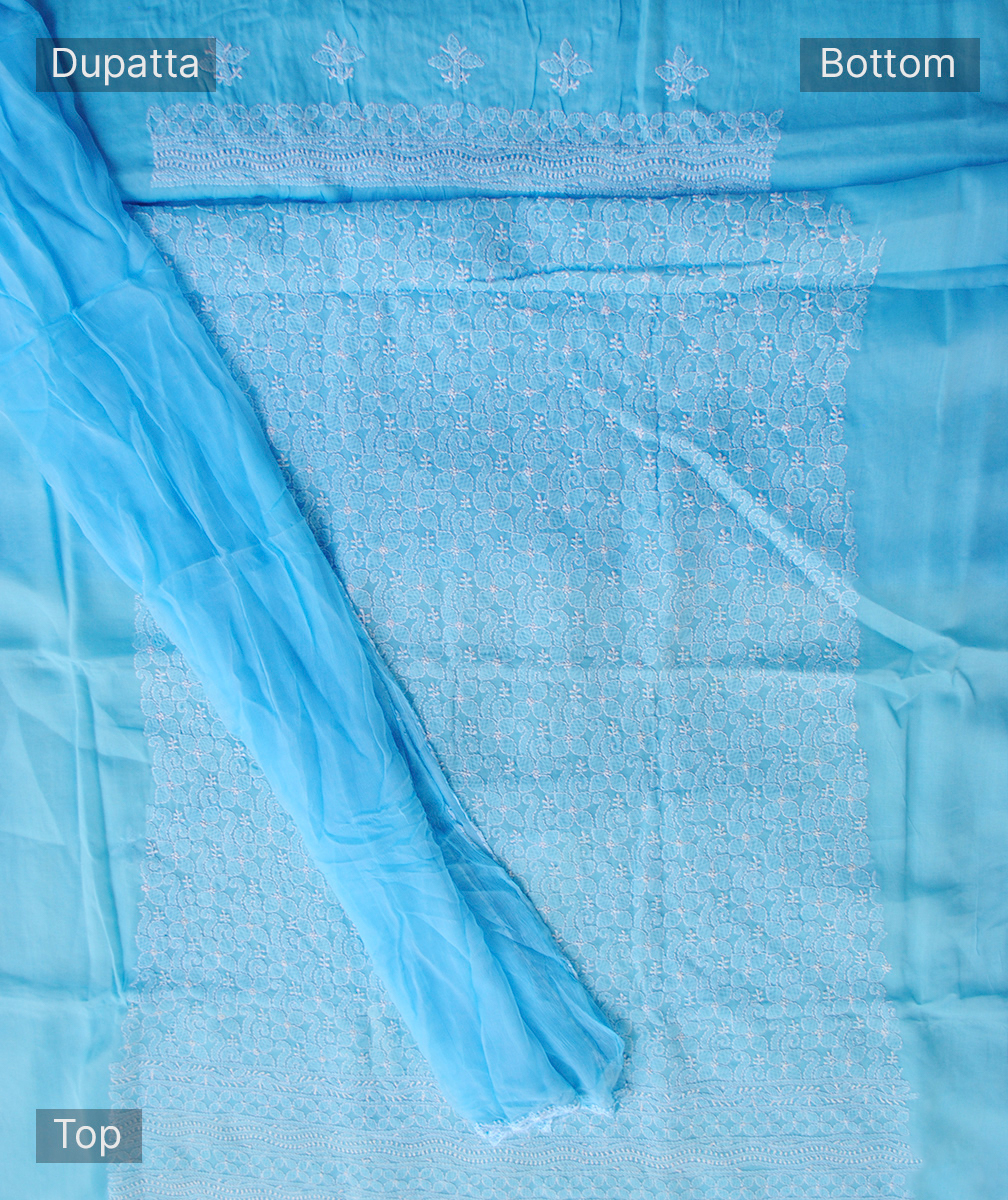 COTTON 3 PICE SUIT BLUE COTTON 3 PICE SUIT BLUE